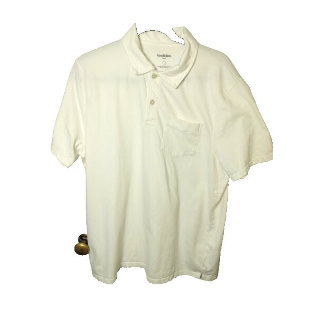 Goodfellow & Co Men's Short Sleeve Polo Shirt, Standard Fit White Size L, Pocket